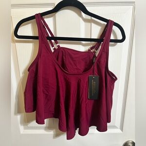 Maroon swimsuit top - flowy with built in bra - XL and NWT